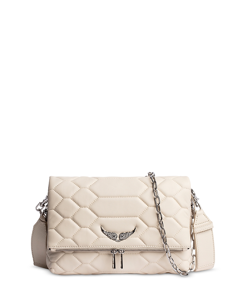 Zadig & Voltaire Xl Rocky Matte Scale Shoulder Bag In Flash