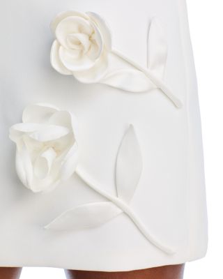 White Crepe Flower Mini Dress - Exclusive
