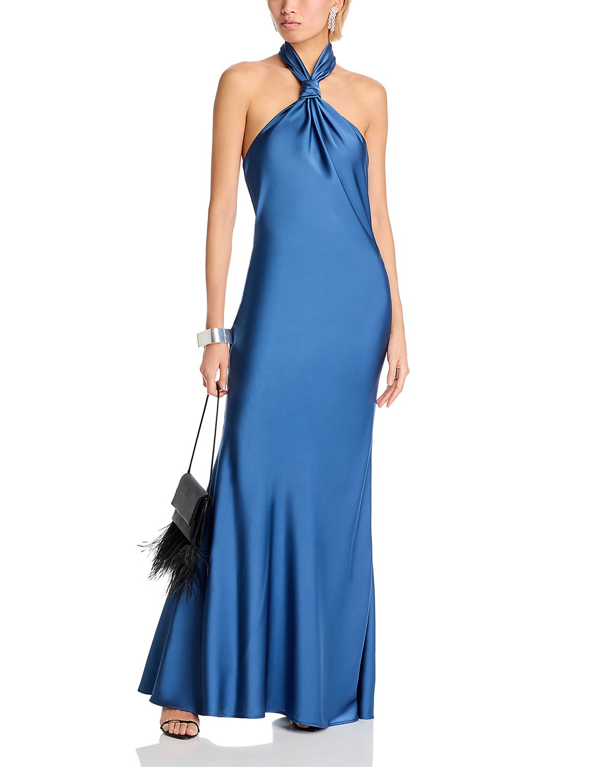 Aqua Knot Halter Gown - Exclusive