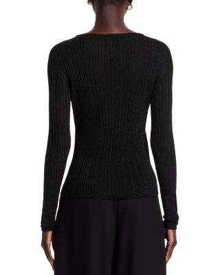 Novelty Metallic Rib V Neck Cardigan