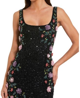 【Mac Duggal】Floral Scoop Neck Evening Gown 関税送料込 Mac Duggal Embellished Floral Beaded Open Back Detail Scoop