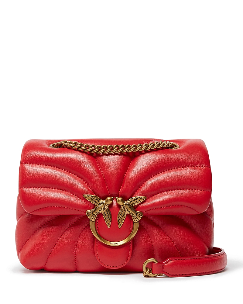 Pinko Love Puff Mini Clutch In Red/antique Gold