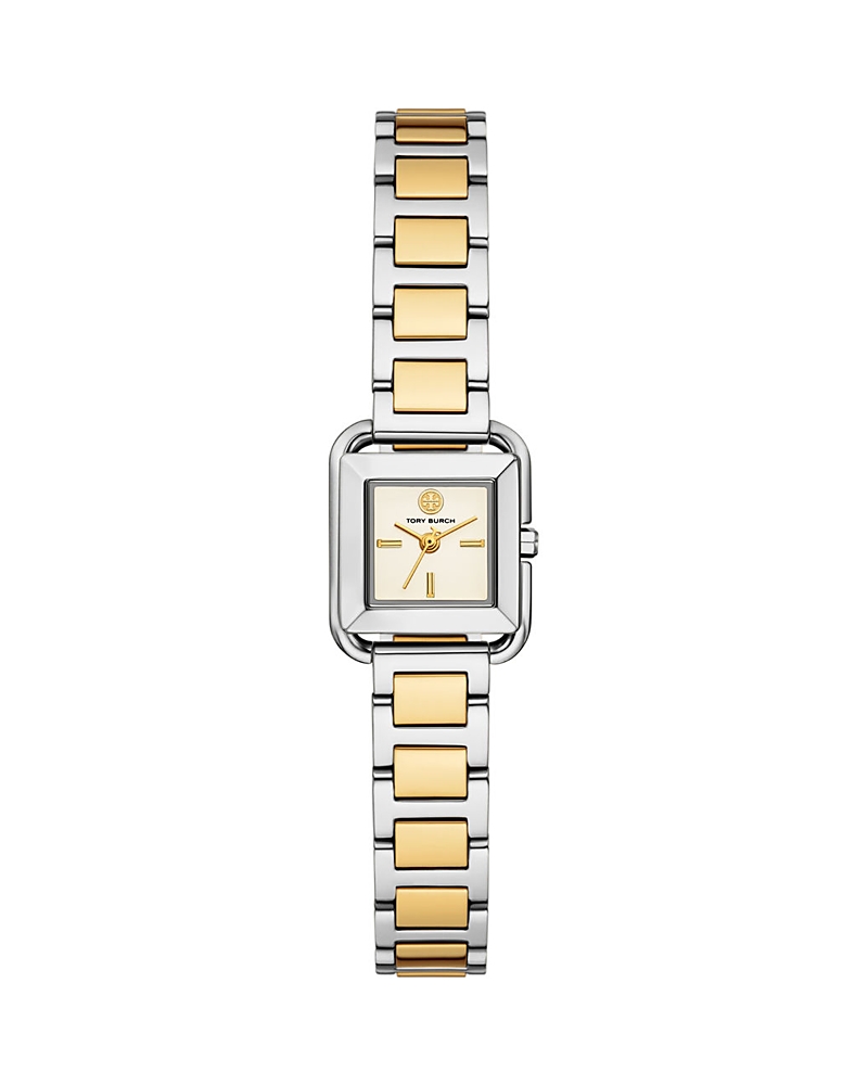 Tory Burch The Kira Square Mini Three Hand Stainless Steel Watch, 18mm X 18mm In Gold/two Tone