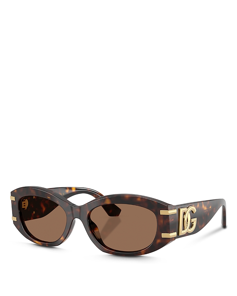 Dolce & Gabbana Dg Logo-plaque Sunglasses In Havana