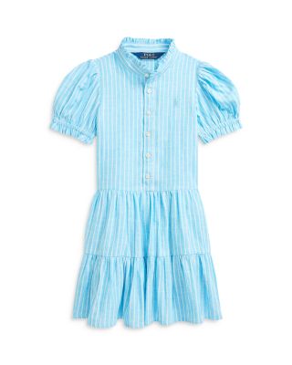 Ralph Lauren - Girls' Striped Tiered Linen Cotton Dress - Little Kid, Big Kid