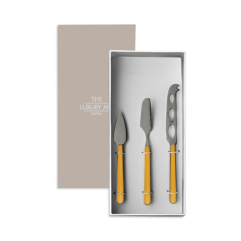 Mepra Fantasia Mustard 3 Piece Cheese Knife Set In Mustard