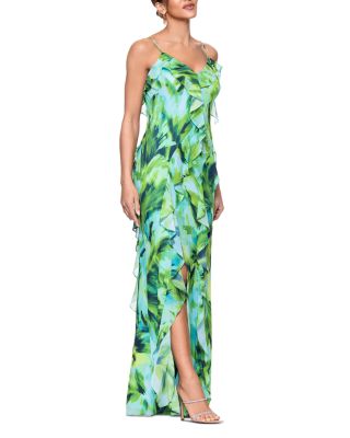 Printed Ruffle Chiffon Maxi Dress - Exclusive