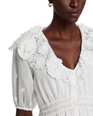 Embroidered Ruffle Short Sleeve Maxi Dress - Exclusive
