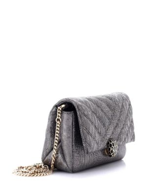 Small Serpenti Cabochon Shoulder Bag Diagonal Quilted Metallic Karung