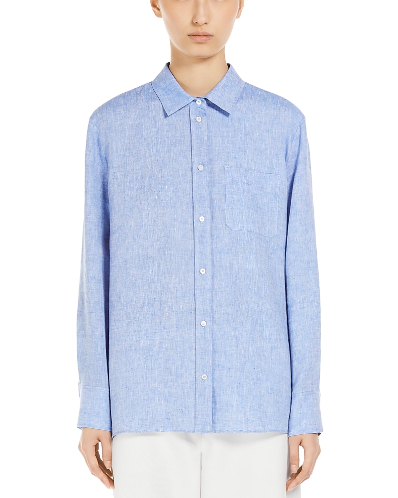 MAX MARA ELISE FLAX LINEN BUTTON FRONT SHIRT