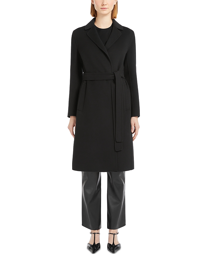 Max Mara Pauline Wool Mid Length Coat In Black