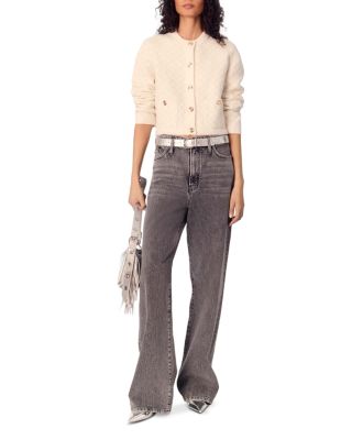 Short Tweed Effect Crewneck Cardigan