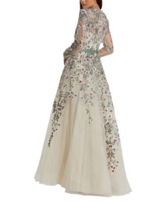 Long Sleeve Embellished Gown