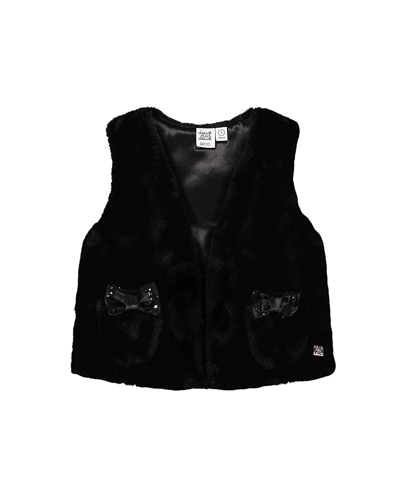 Deux Par Deux Girls' Faux Fur Vest - Little Kid In Anthracite