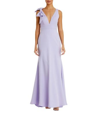 Sleeveless V Neck Bow Detail Mermaid Gown