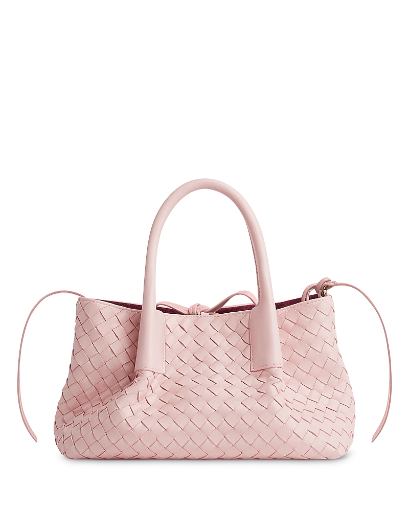 Bottega Veneta Pinacoteca Small Intrecciato Leather Tote Bag In Rose/barolo/brass