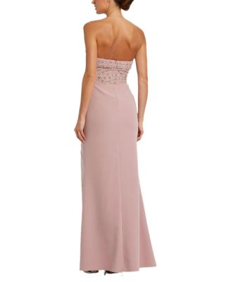 Strapless Crepe Fitted Gown with Rhinestones