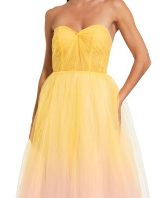  Strapless Sweetheart Ombre Tulle Ballgown