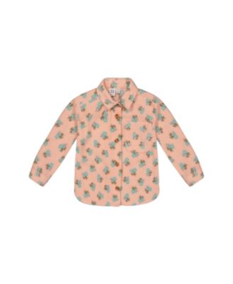 Deux par Deux - Girls' Flowers Printed Polar Fleece Shirt - Little Kid