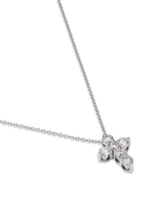 Diamond Cross Pendant Necklace in 14K White Gold, 0.7 tcw