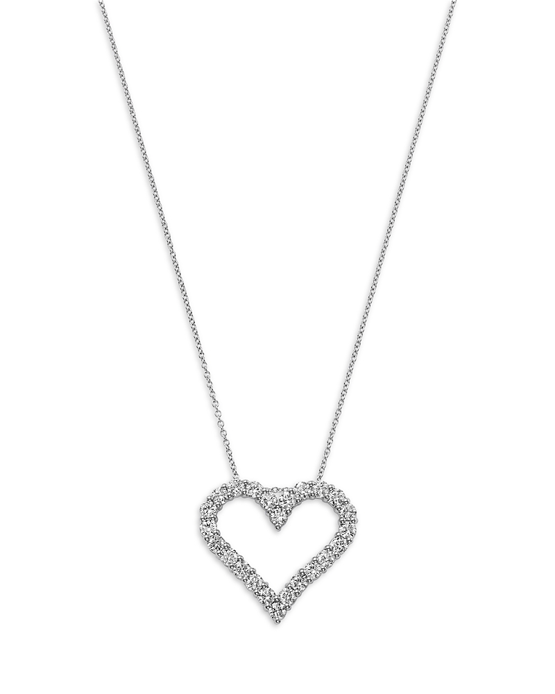 Bloomingdale's Fine Collection Diamond Heart Pendant Necklace in 14K White Gold, 1.8 tcw