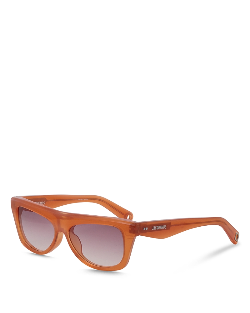 Jacquemus Pina Rectangle Sunglasses, 55mm In Milky Amber