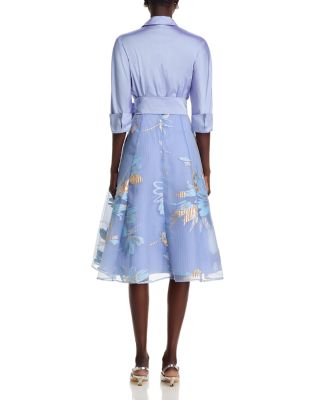 Textured Taffeta Floral Jacquard Shirt Dress