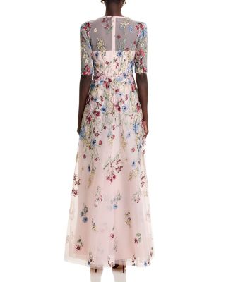 Floral Embroidered Tulle Gown 