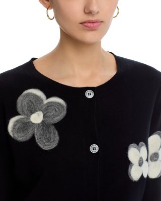 Flower Embroidered Crewneck Cardigan