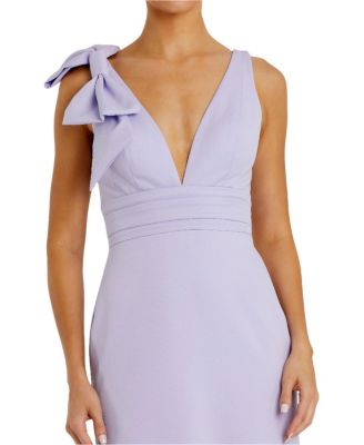 Sleeveless V Neck Bow Detail Mermaid Gown