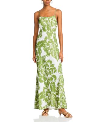 FARM Rio - Chita Woodcut Green Maxi Dress - Exclusive