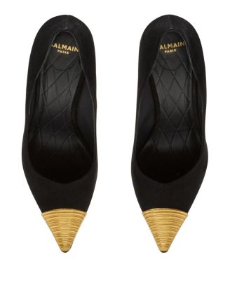 Women's Lipstick Pumps in Suede Leather and Brass