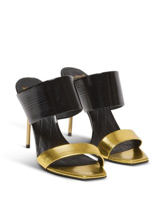 Balmain - Women's PB Mule Sandals in Striped Leather