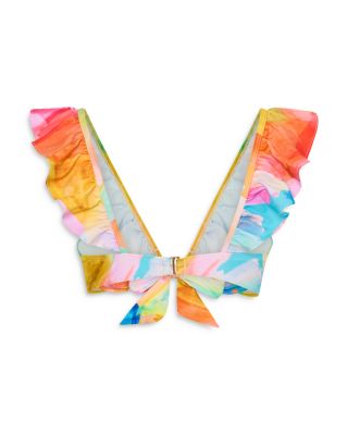 Watercolor Ruffled Bikini Top