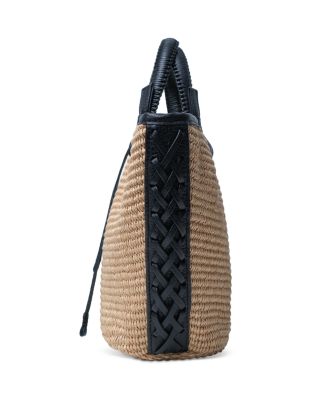 Mini Cassia Bag Black Leather & Straw