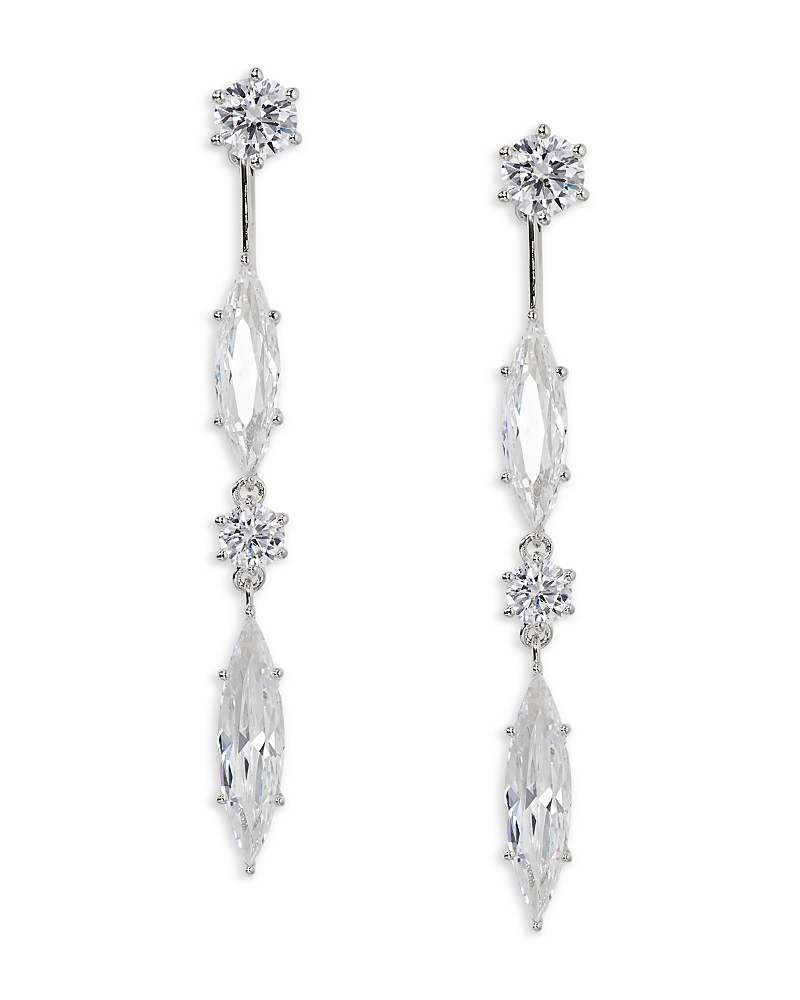 Nadri Btrx Mixed Cubic Zirconia Front To Back Earrings In Rhodium Plated In Silver