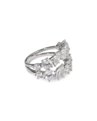 BTRX Mixed Cubic Zirconia Cocktail Ring in Rhodium Plated