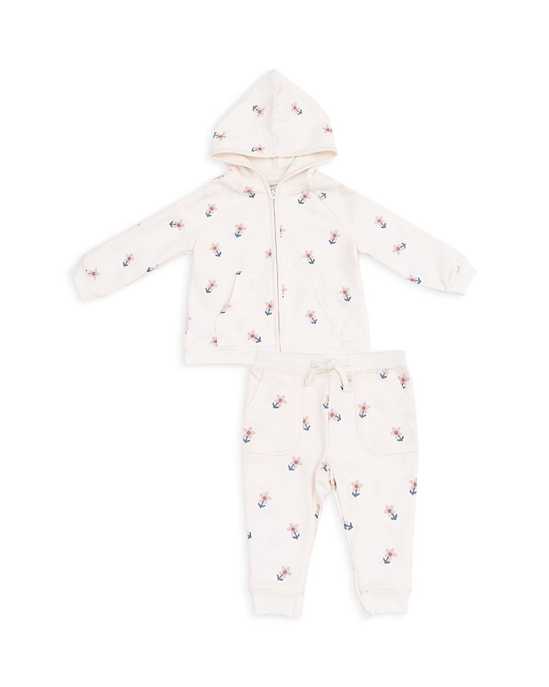 Angel Dear Girls' Danish Daisy French Terry Hoodie & Jogger Pants - Baby In Pink
