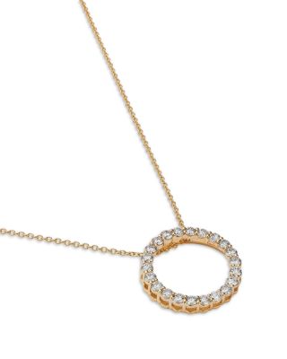 Diamond Circle Pendant Necklace in 14K Yellow Gold, 1.00 tcw 