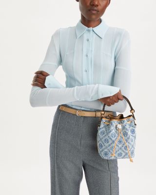 T Monogram Denim Mini Bucket Bag