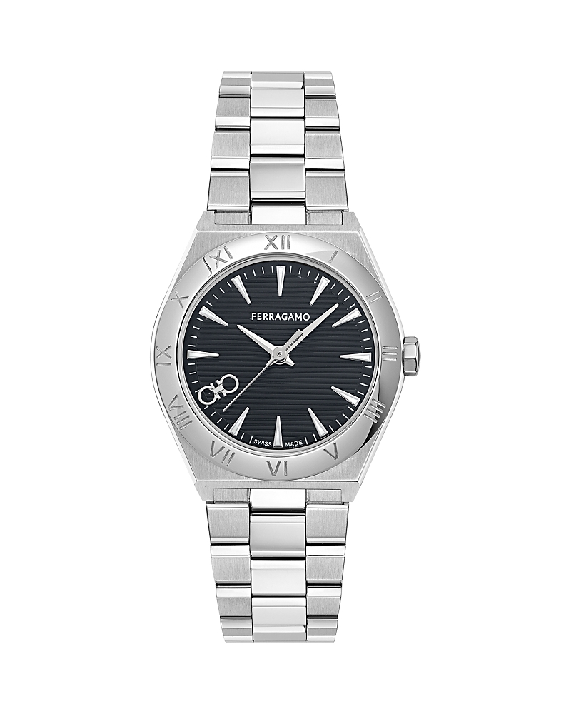 Ferragamo Vega Upper East 28mm In Black/silver
