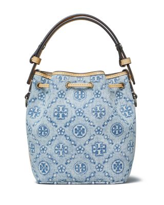 T Monogram Denim Mini Bucket Bag