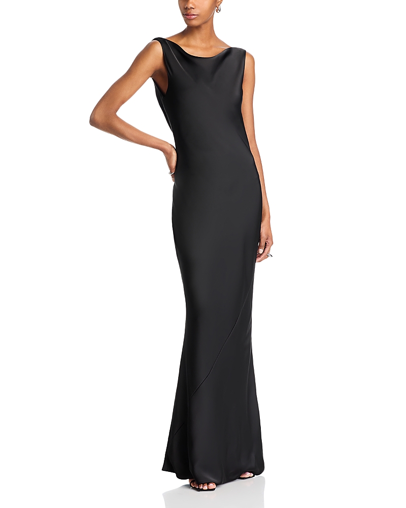 Norma Kamali Sleeveless Low Back Draped Gown