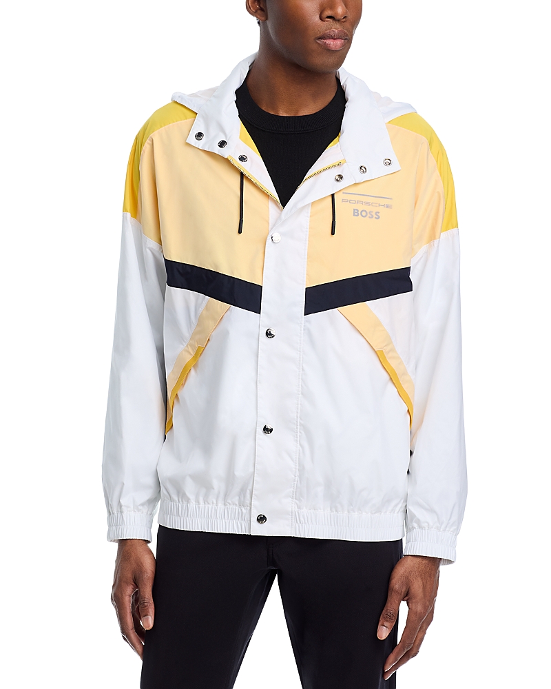 Hugo Boss Porsche X Boss Water-repellent Jacket With Colour-blocking In Medium Yellow