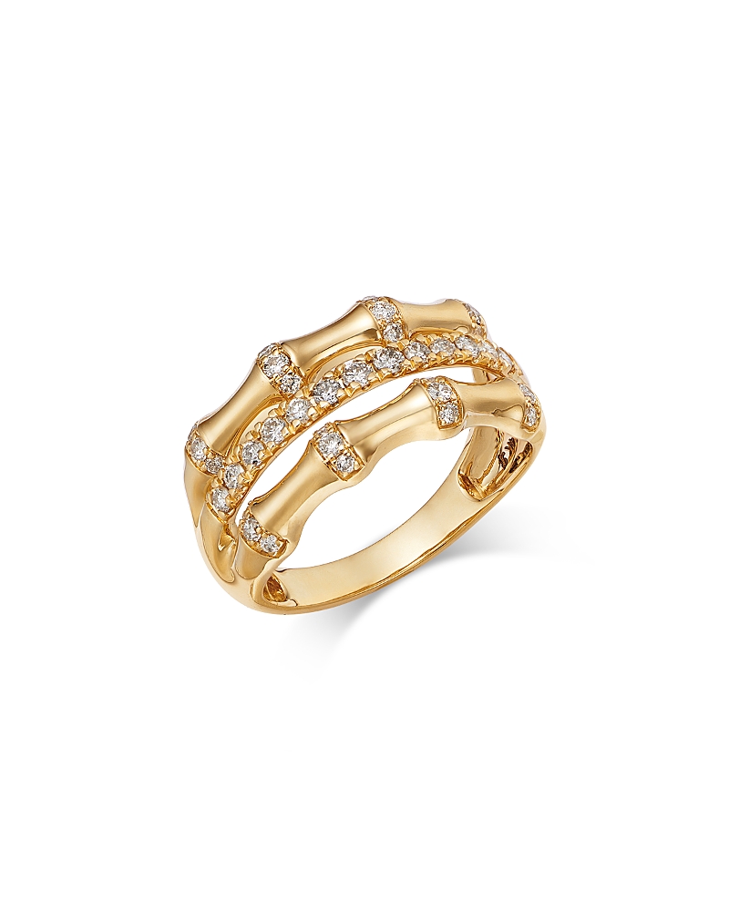 Bloomingdale's Fine Collection Diamond Multi-row Bamboo-shaped Ring In 14k Yellow Gold, 0.50 Ct. T. W.