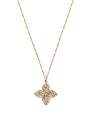 Diamond Flower Pendant Necklace in 14K Yellow Gold, 0.33 tcw