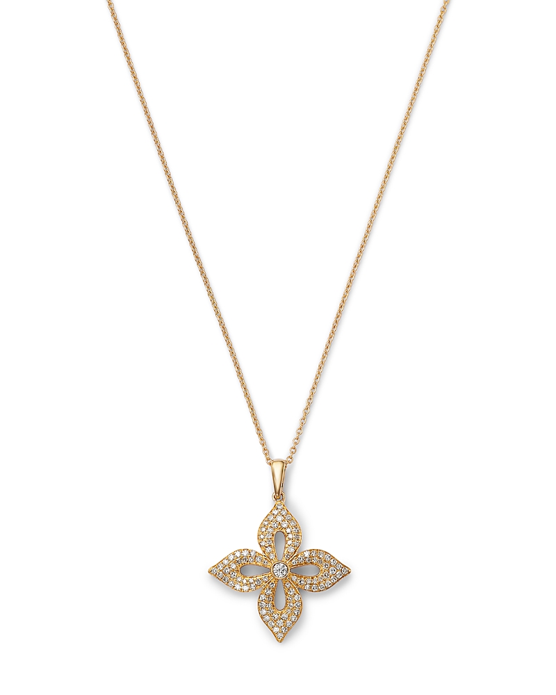 Bloomingdale's Fine Collection Diamond Flower Pendant Necklace in 14K Yellow Gold, 0.33 tcw