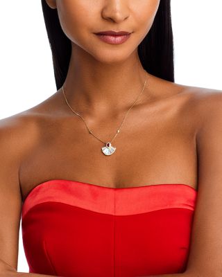 Ruby, Mother of Pearl &amp; Diamond Pendant Necklace in 14K Yellow Gold, 18&amp;quot;