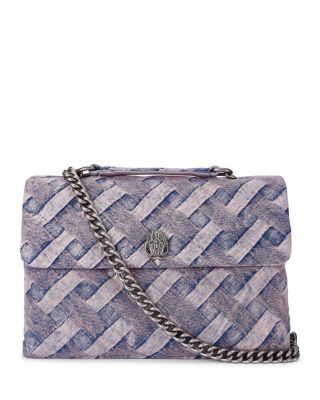 KURT GEIGER LONDON - Large Soft Kensington Woven Denim Shoulder Bag