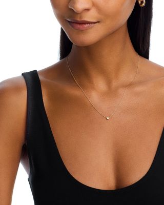 14K Yellow Gold Pear Cut Diamond Pendant Necklace, 16"